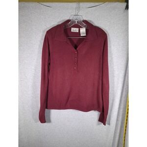 Vintage Sweater Womens Large 12/14 Burgundy Dark Academia Minimalist Casual